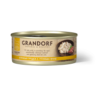 GRANDORF Консервы для кошек, куриная грудка с утиным филе в бульоне , 70 г
