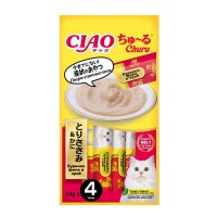 INABA CIAO крем-лакомство для кошек Churu пюре Куриное филе и краб, 14 г х 4 шт