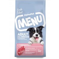 Альфа Пет MENU сухой корм для взрослых собак, говядина 2 кг
