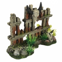 AQUA DELLA Декорация для аквариума "Череп с рогами на ограде", коричневый, 19,2x7,5x13,5см