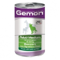 Gemon Dog Medium консервы для собак средних пород кусочки ягненка с рисом 1250г