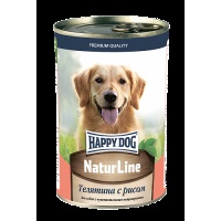 ХэппиДог Natur Line Консервы для собак, Телятина с рисом, 0,410 кг 72246