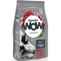 AlphaPet WOW сухой корм для взрослых собак средних пород, говядина и сердце