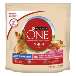 Purina One Mini сухой корм для собак говядина рис